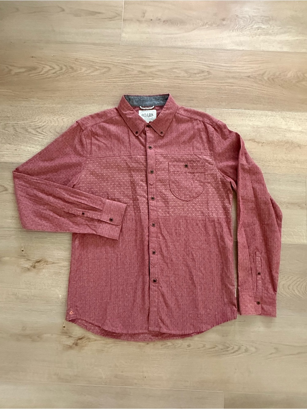 Roark Revival Button Down Cotton Long Sleeve Shirt Large Brick